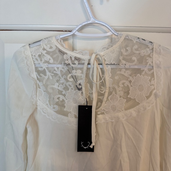 New! For Love and Lemons Ellery lace Blouse White NWT 45756 - Picture 11 of 15
